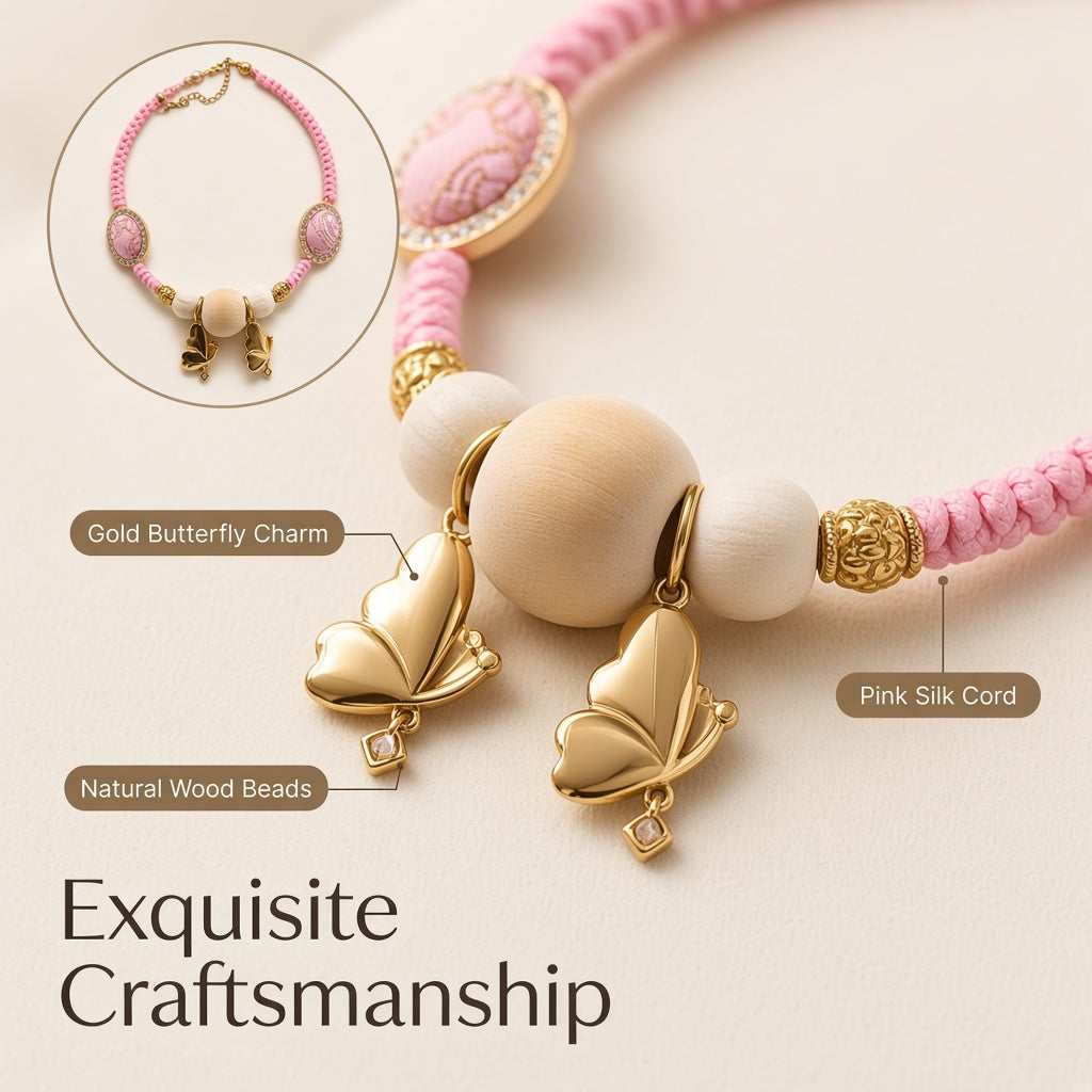 New Chinese Style Jacquard Brocade Pet Necklace With Mosquito Repellent Wood Beads For Cats Dogs