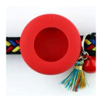 Close-up of the empty silicone AirTag holder on an ipetbliss cat collar