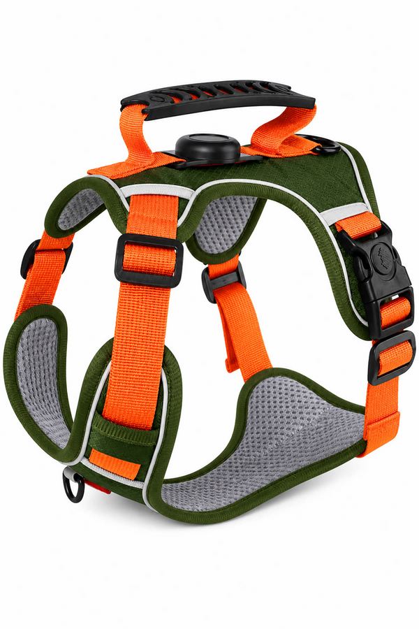 Reflective No-Pull Dog Harness for Medium & Large Dogs – AirTag Holder & Leash