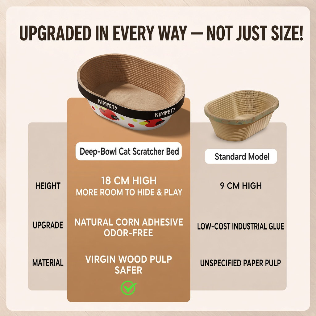 All-in-One Extra Large Corrugated Cardboard Cat Scratcher Bed, Wear Resistant Lint Free Cat Scratching Bowl Toy