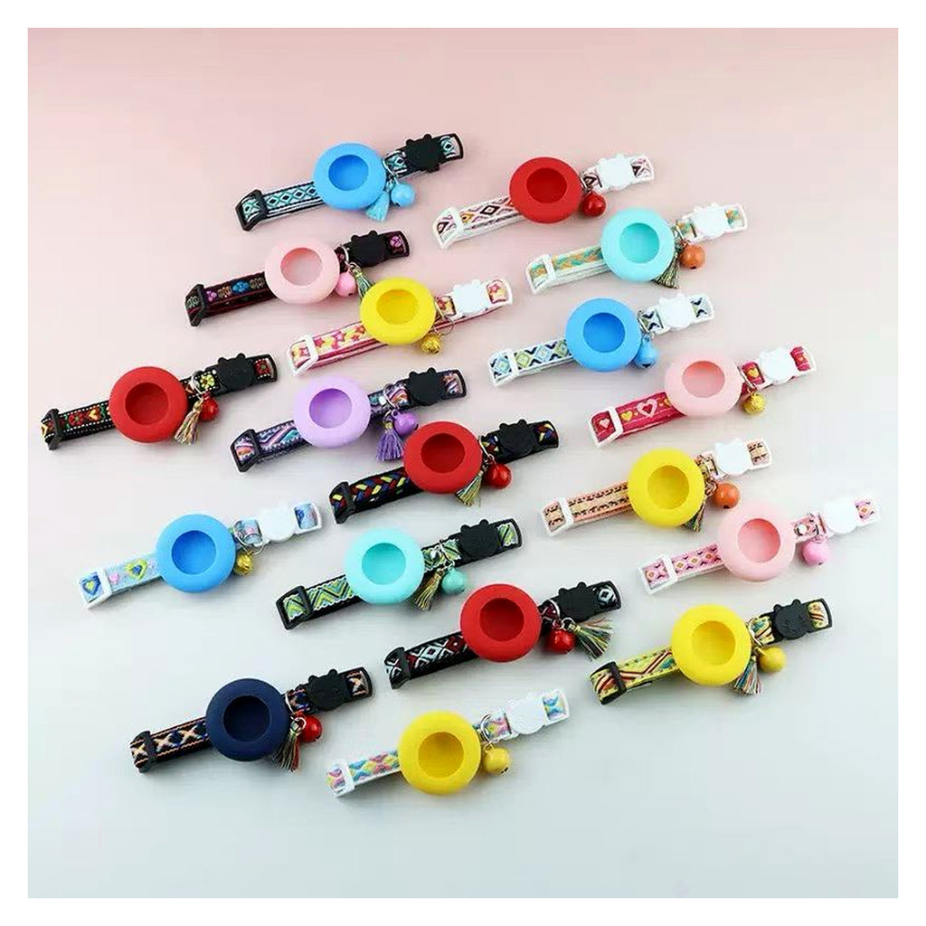 ipetbliss AirTag cat collars in many strap and silicone colors