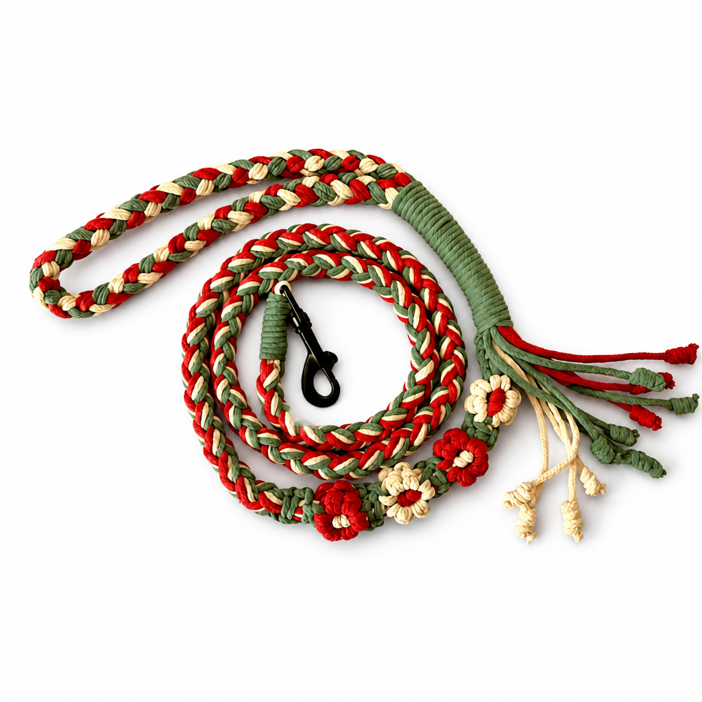 Hand Knitted P-Shaped Dog Walking Leashes For Medium Large Pets