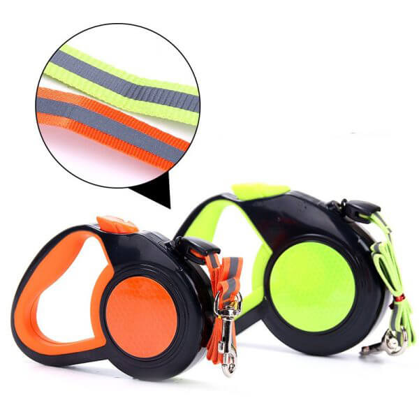 reflective nylon automatic retractable dog leash for medium large dogs